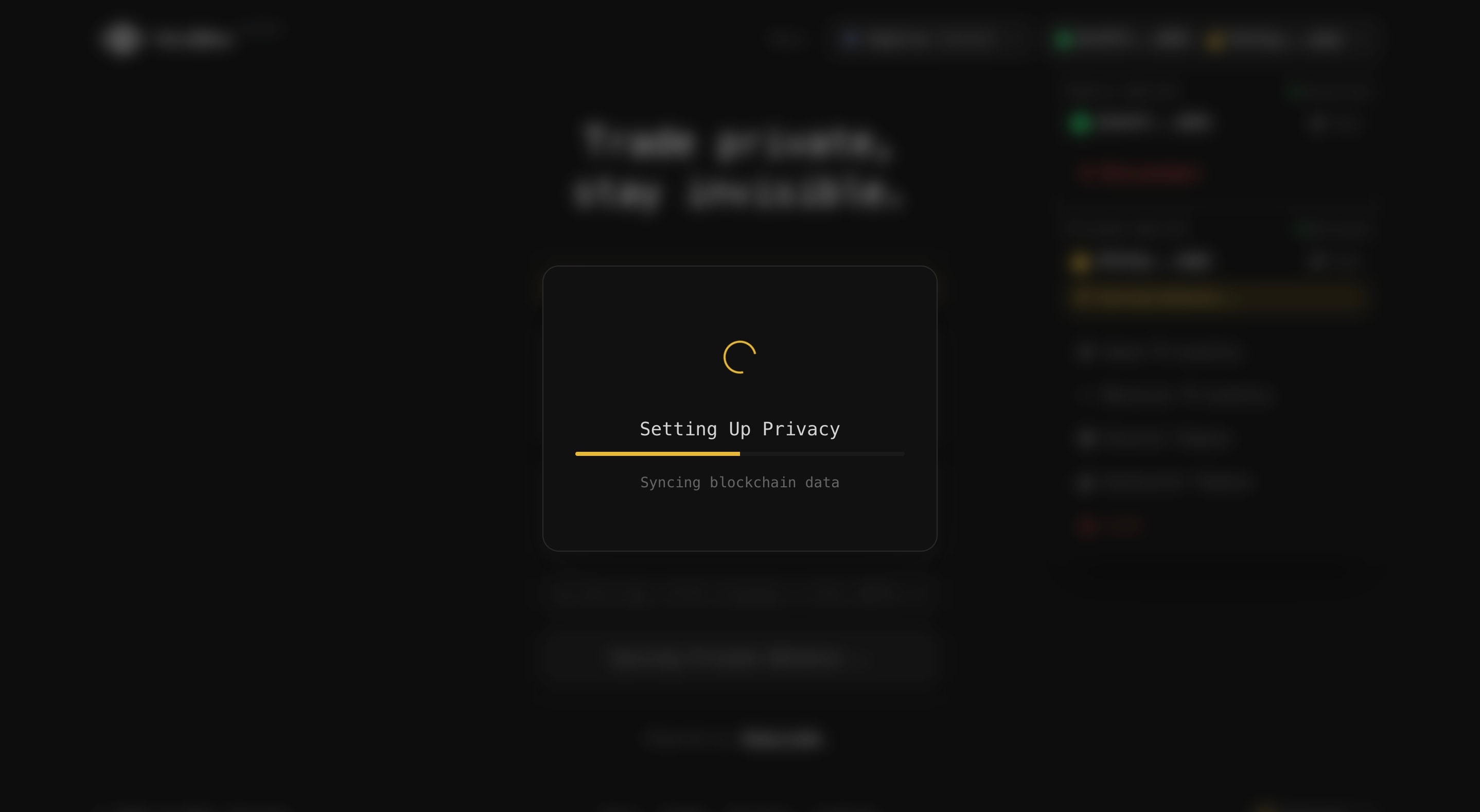 Creating a private wallet in VoidDex