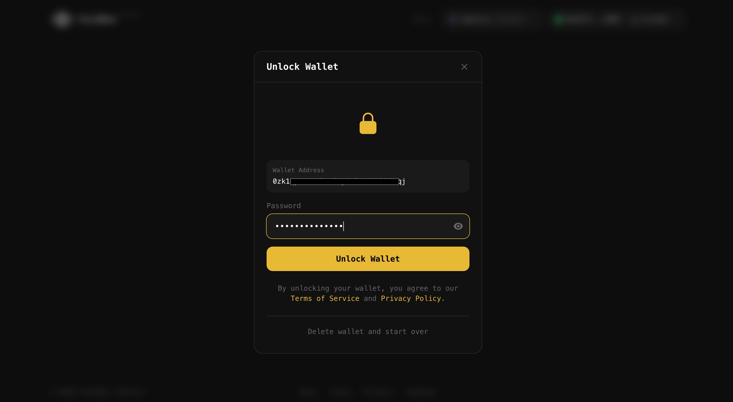 Connecting your wallet to VoidDex